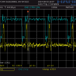 Clock bei 3 MHz vor (blau) und nach (gelb) dem Repeater 