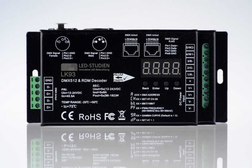 DMX LED Controller mit 30kHz und 5x8a