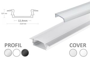 LED Schiene mit Kragen, Einsatz-Profil für eine Nut